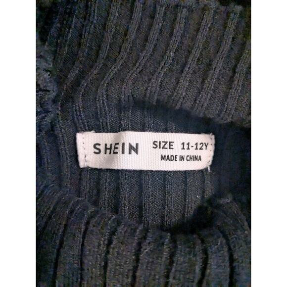 Lot of 2 Shein Black Tops Ribbed Long Sleeve/Crop Stretch T Size 11/12 Girls - Picture 8 of 9